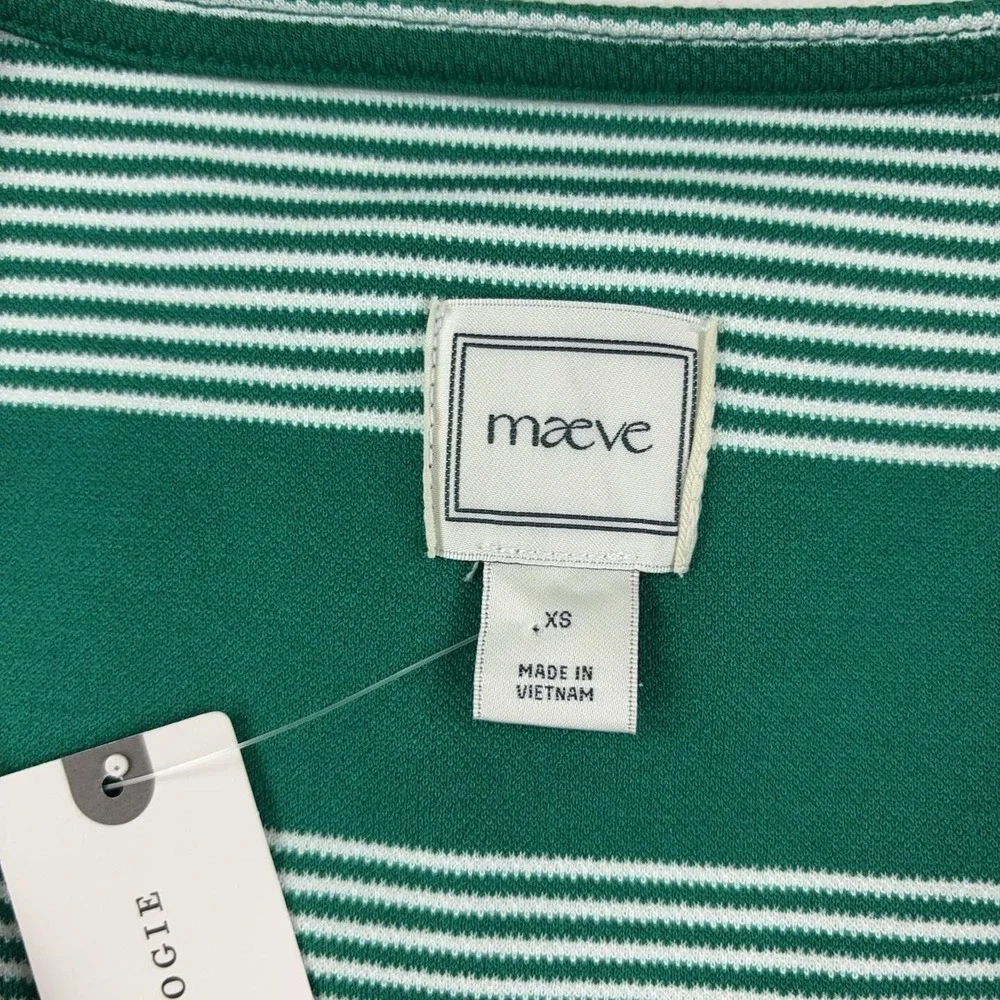 Maeve Tank Top Womens XS Green Striped V-Neck Sleeveless Knit Anthropologie